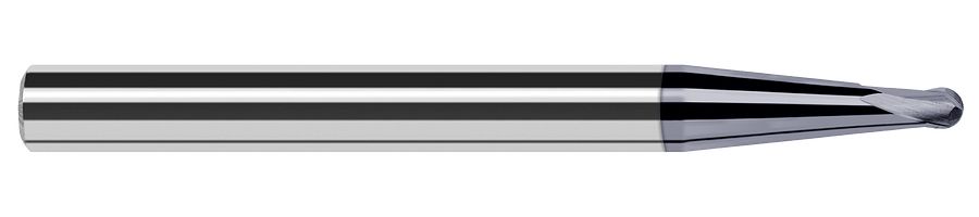 Picture of Harvey Tool 39316-C6 .250 Ball x 5 DEG x .914 RCH 2 FL Nano End Mill Standard Flute Standard Helix Carbide AlTiN Single End Ball NoseBall